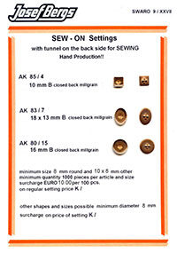 Glue-in Settings with cross slot